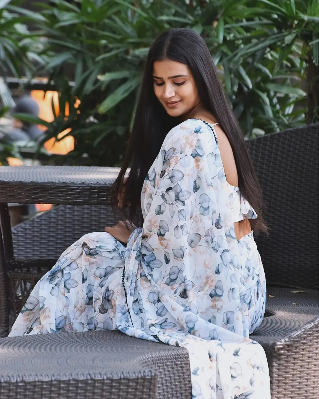 Indian Girl Kavya Shree In Traditional White Saree Blouse